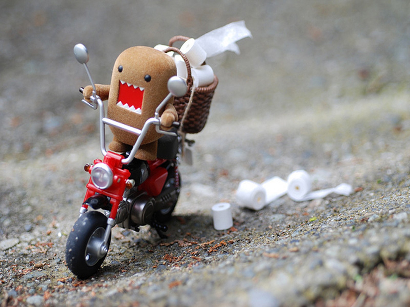 Funny Domo-kun Toilet Paper Motorbikes